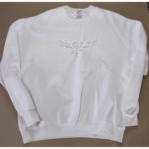 Jerzees Tops - Vintage Jerzees Lace Accent White Sweatshirt Sz L Made In USA